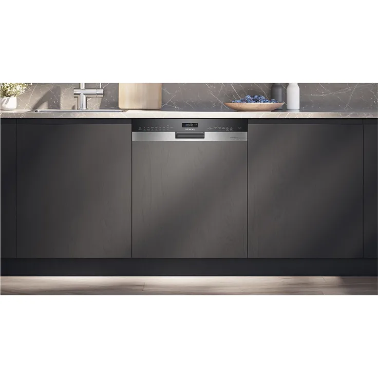 Siemens Extraklasse SN55ES00BD iQ500, teilintegrierter 60 cm Geschirrspüler mit Home Connect, 13 Maßgedecke, A-Energieeffizienz, 8 Programme, AquaStop, AutoOpen Trocknung