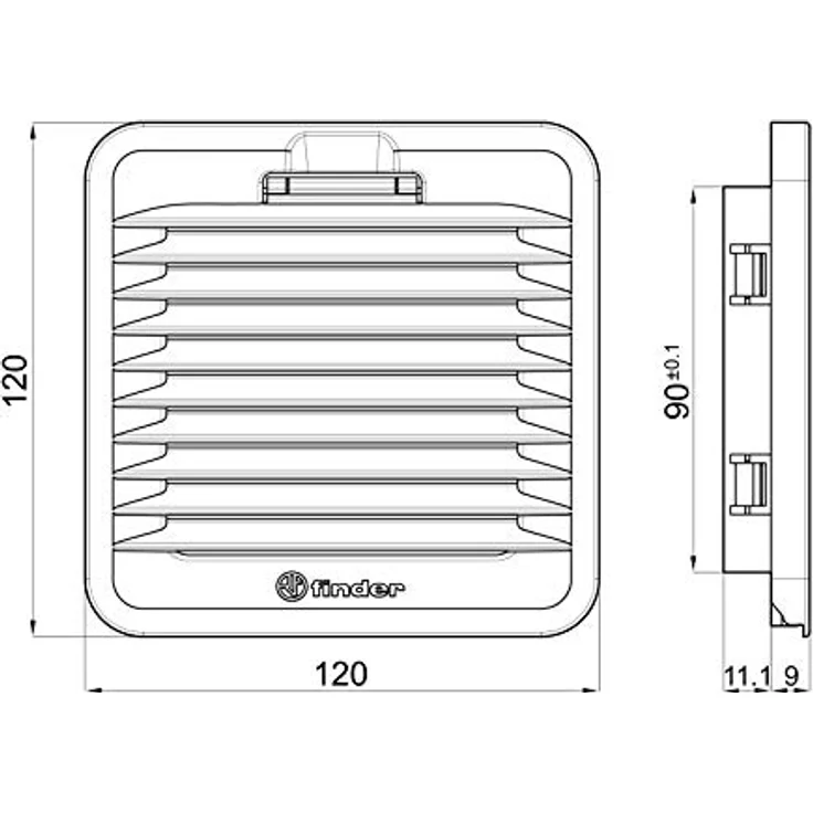 Finder Belüftungsventilator für Schaltschrank mit Eingangsfilter 7F.20.8.230.1020, Lüfter in Schwarz – Bild 3