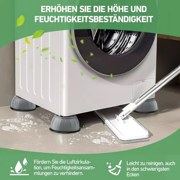 XIANGLONGY 4 Stück Waschmaschinenfüße, Anti-Vibrations-Stoßdämpfer, rutschfest und höhenverstellbar, für Waschmaschinen bis 47 mm Durchmesser – Bild 5