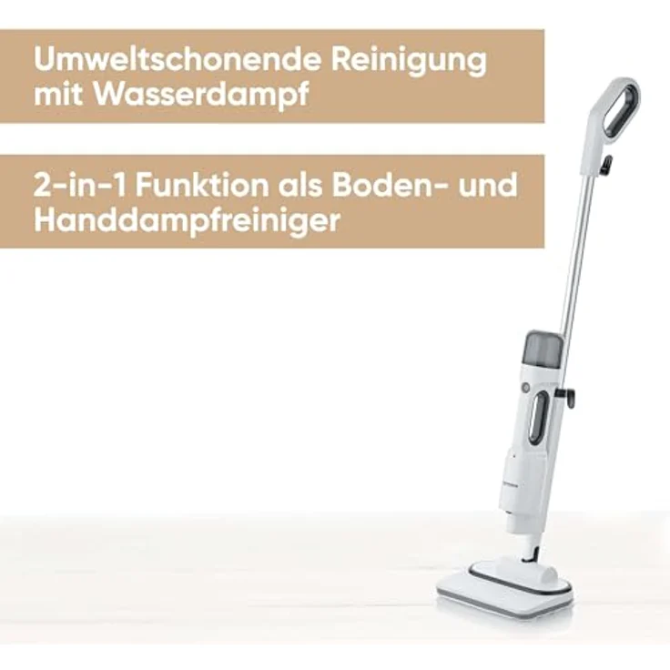 SEVERIN Dampfreiniger mit Mehrzweck-Zubehör, Allzweck- und Teppichreiniger für frische Teppiche und Hartböden, Fliesenreiniger zur schonenden Reinigung in Küche, Bad und mehr, weiß/schwarz, SC 7142 – Bild 2