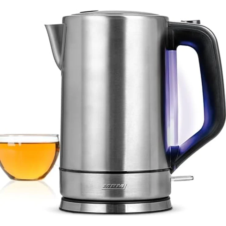 MPM MCZ-121M Wasserkocher, 1,7L Edelstahlgehäuse, 2200W, automatische Deckelöffnung, blauer Wasserstandsanzeiger, austauschbarer Filter – Bild 2