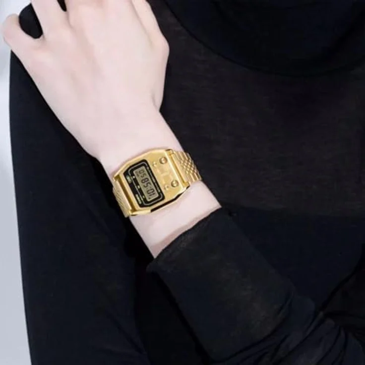 Casio Vintage A1100G-5EF Edgy Herrenuhr Digital Gold IP – Bild 3