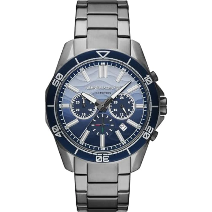Armani Exchange Herren Analog Quarz Uhr mit Edelstahl Armband AX1967, 44mm Gehäuse, blaues Zifferblatt, wasserdicht bis 100m – Bild 1