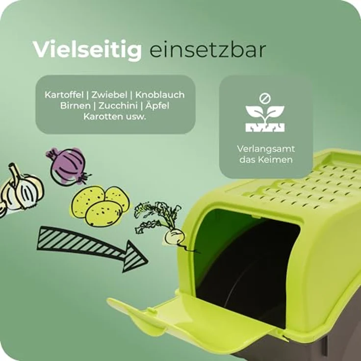 AMP Novaliv Gemüsebox 2er Set, Aufbewahrungsdose für Obst und Gemüse, 9L, grün, stapelbar und luftzirkulierend – Bild 4