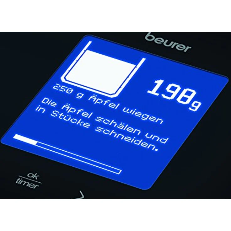 Beurer KS 800 Rezeptwaage, Küchenwaage mit Rezeptanzeige, Bluetoothverbindung zur Smartphone Rezepte-App, 5 kg Tragkraft, wiederaufladbarer Akku, schwarz – Bild 4