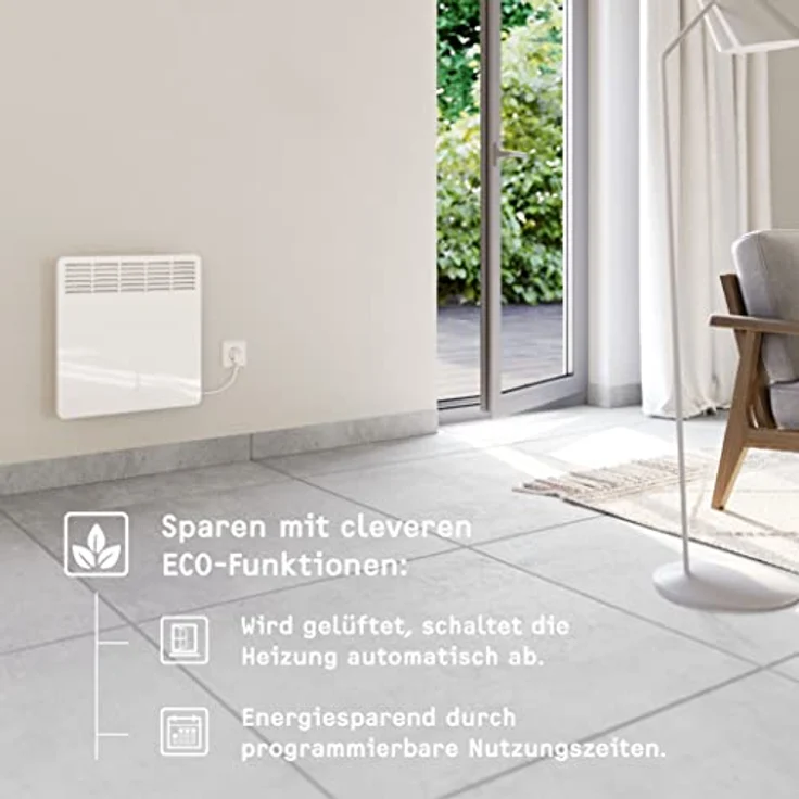 Stiebel Eltron Wand-Konvektor CNS 50 Trend für ca. 5 m², 0,5 kW, LC-Display, Wochentimer, Offene Fenster Erkennung, 236524, Konvektor – Bild 3