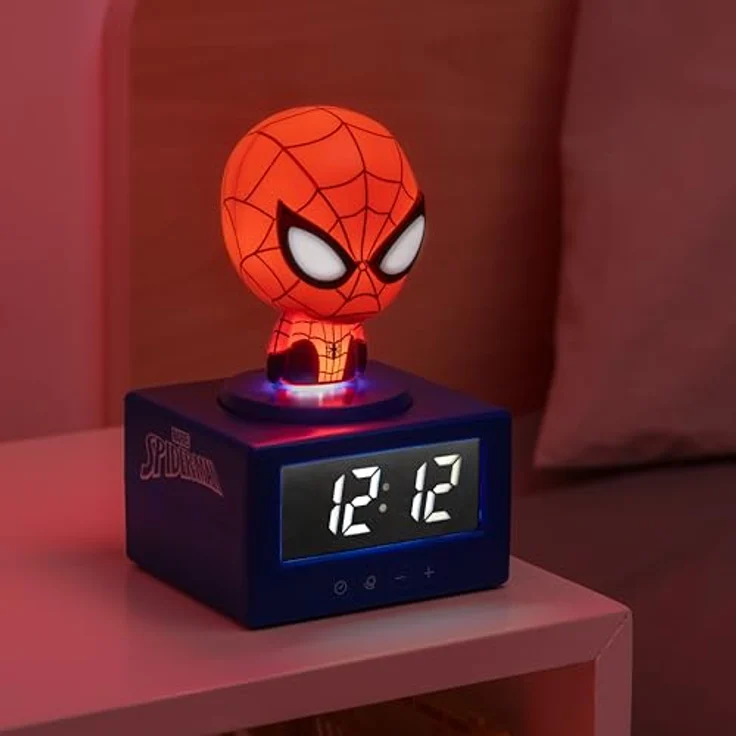 Paladone Products Spider-Man Icon Alarm Clock, digitaler Wecker mit Nachtlichtfunktion und offiziellen Sounds, 15 cm – Bild 4