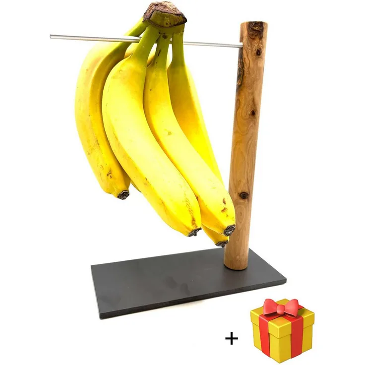 Olivenholz-erleben Obstschale Bananenhalter, Astgabel-Look aus Olivenholz (Set, 1-tlg), schonende Aufbewahrung, verhindert Druckstellen, fördert Nachreifen