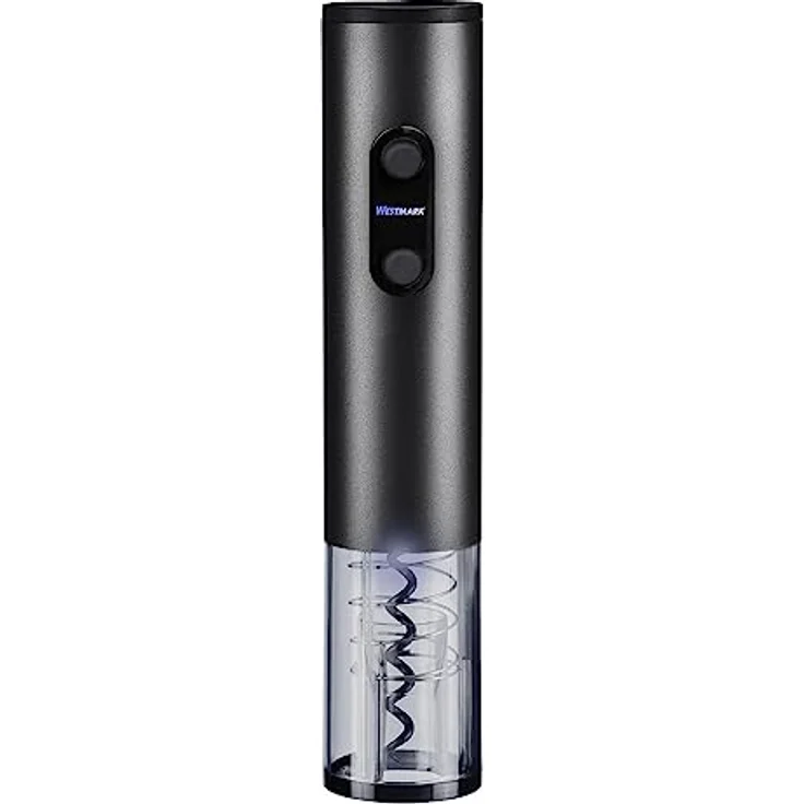 Westmark Korkenzieher Vasco – elektrischer Weinöffner für Weinflaschen mit Korken, müheloses Korkenziehen durch Einhandbedienung, 4xAA-Batterien nötig – rostfreier Stahl, Aluminium – Bild 1