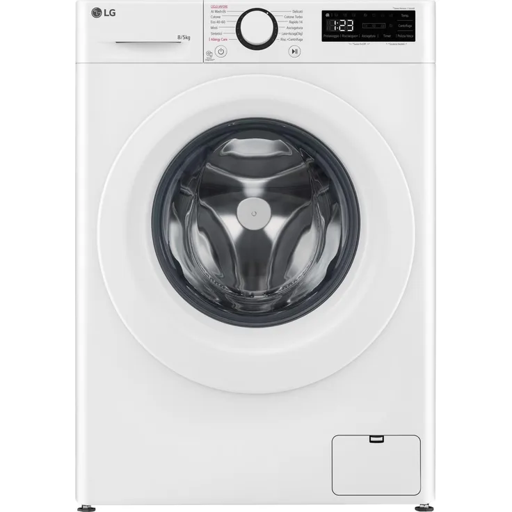 LG D2R3S08NSWW Waschtrockner Freistehend Frontlader, 8 kg Waschkapazität, 5 kg Trockenkapazität, Inverter Direct Drive Motor, Weiß, Energieeffizienzklasse E