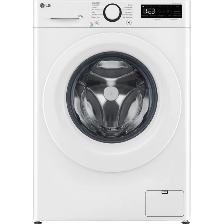 LG D2R3S08NSWW Waschtrockner Freistehend Frontlader, 8 kg Waschkapazität, 5 kg Trockenkapazität, Inverter Direct Drive Motor, Weiß, Energieeffizienzklasse E