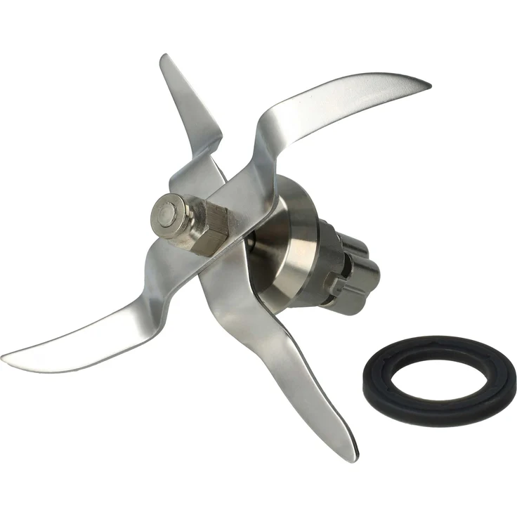 vhbw Mixmesser für Silvercrest SKMC1200D4, SKMC1200A1, SKMC1200C3 Küchenmaschine - 4 rostfreie Edelstahlklingen, inkl. Dichtring, silber