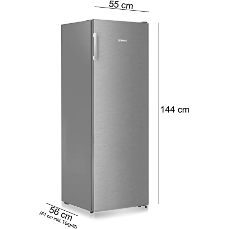HEINRICHS Gefrierschrank, Freezer, No-Frost Schutz, 4x Gefrierschublade +1x Gefrierfach, LED-Display,Airflow, wechselbarer Türanschlag, Alarmfunktion, Temperatur:-14°C~-24°C, Heinrich´s (inox) – Bild 4