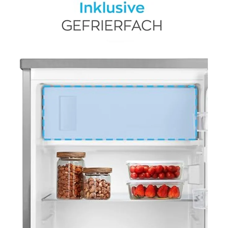 Heinrich´s HEINRICHS Getränkekühlschrank 120L leise: 40db mit Gefrierfach(13L) Mini-Bar; Tisch-Kühlschrank; perfekt für Büro Camping Garten Outdoor, inox – Bild 5
