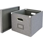 HMF Aufbewahrungsbox mit Deckel für DIN A4 Hängeregister | passend für Kallax | 33 x 37,5 x 28 cm | Grau