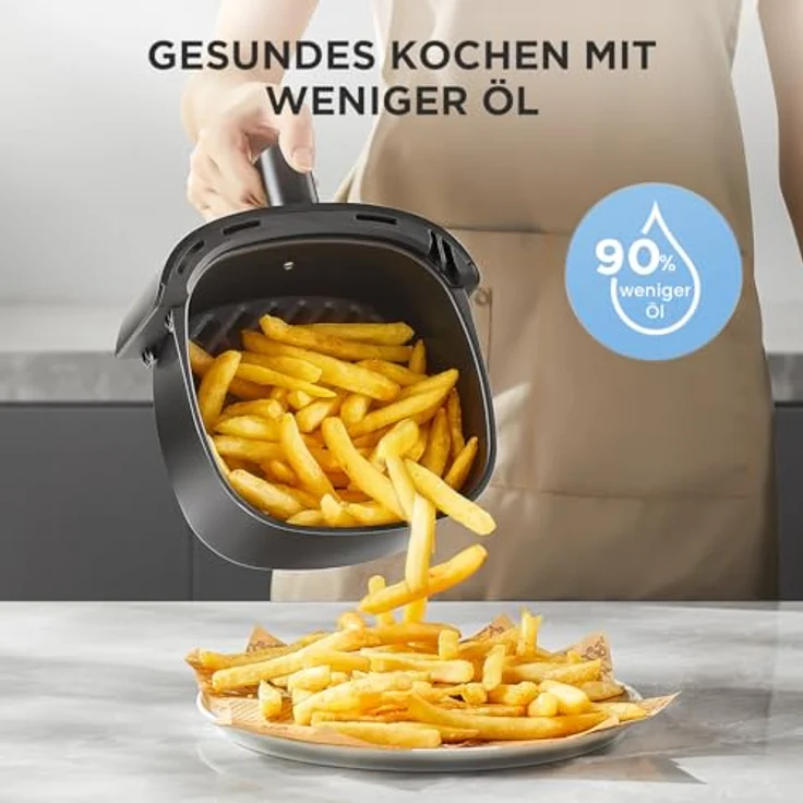 Midea Heißluftfritteuse 2L, 1150W, ölfrei mit automatischer Abschaltfunktion, kompakt, leicht zu reinigen, BPA-frei, Schwarz – Bild 5