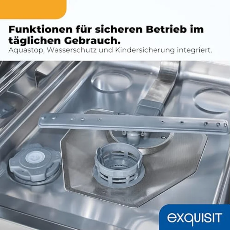 Exquisit GSP59109-451D, Geschirrspüler Unterbaufähig, 9 Maßgedecke, 4 Programme, Aquastop-Schlauch, 49 dB, Silber – Bild 7