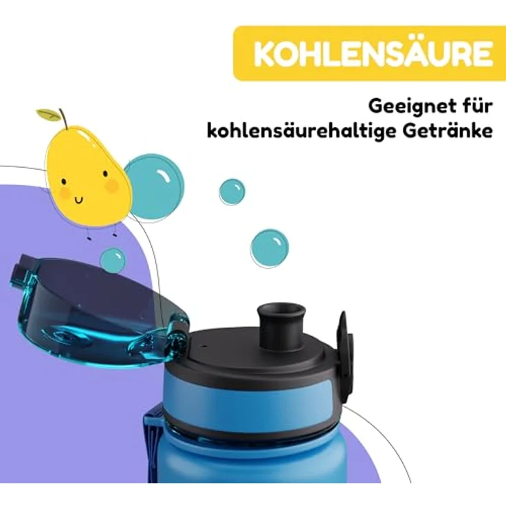 Klarstein Schmatzfatz Trinkflasche, auslaufsichere Kinderflasche 500 ml mit Fruchtaufsatz, BPA-frei, ideal für Kindergarten und Sport – Bild 4