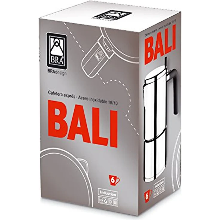 BRA 170401 Bali Italienische Kaffeemaschine für 4 Tassen, Edelstahl – Bild 3