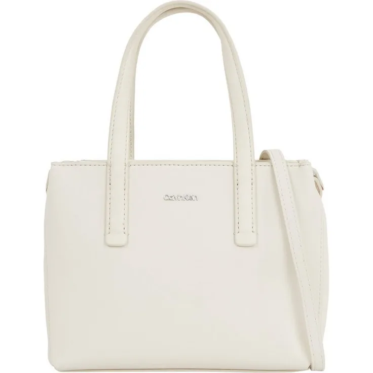Calvin Klein Shopper CK MUST MINI TOTE_PU/NUBUCK, Damen Handtasche Dk Ecru, Henkeltasche Schultertasche 