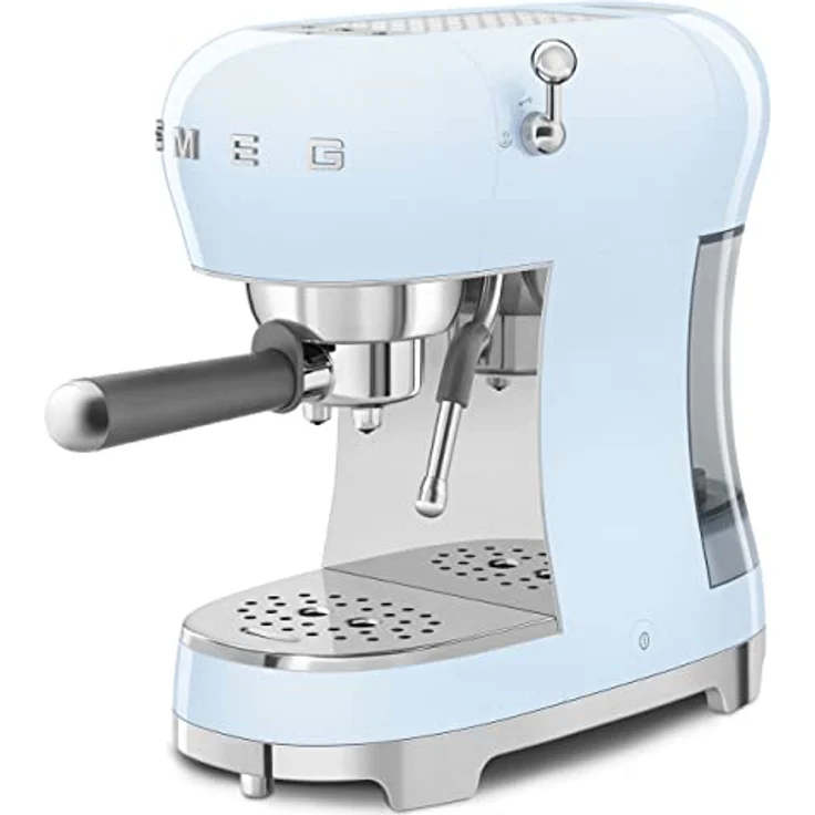Smeg, Espresso-Kaffeemaschine ECF02PBEU, Cappuccino-Dampfunktion, Thermoblock, großes Tassengehäuse und Doppelkaffeefunktion, 1 L Wassertank, benutzerfreundliches Bediensystem, 1350 W, Himmelblau – Bild 4