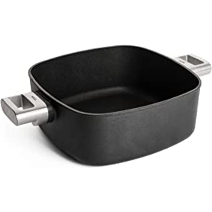 Woll Diamond Logic XR Pro Kasserolle, viereckig, mit 2 Seitengriffen - Induktiv -, 28 cm x 28 cm, 11 cm hoch, 6,5 l mit abnehmbarem Edelstahlstiel - Geeignet für alle Herdarten, backofenfest, schwarz