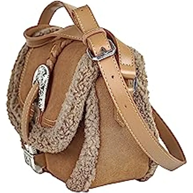 COLLEZIONE ALESSANDRO Umhängetasche Cowgirl, Western Style mit Teddy-Fell und verstellbarem Tragegurt, 23 cm x 16 cm x 10 cm, vegan – Bild 4
