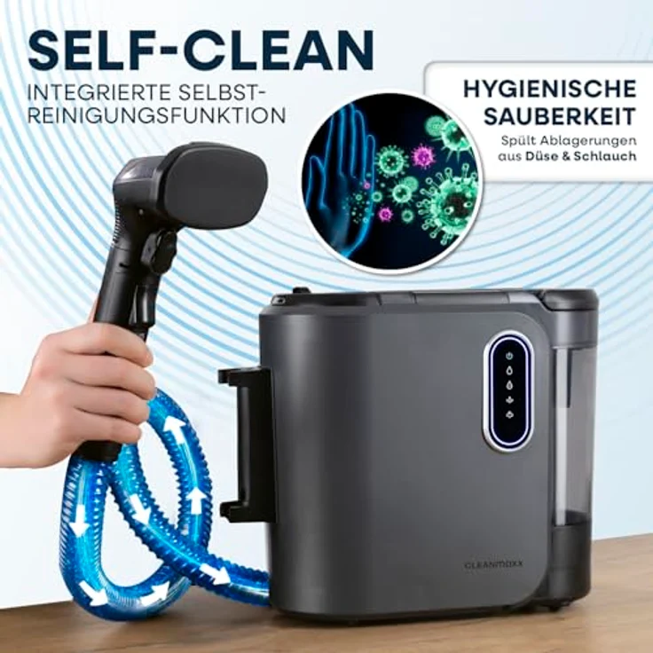 CLEANmaxx Teppichreiniger Pro Steam, 2000 W, inkl. EASYmaxx Teppichreiniger-Konzentrat, Vier Reinigungsmodi, Selbstreinigungsmodus, 1,6 m Schlauch, 5 m Kabel – Bild 8