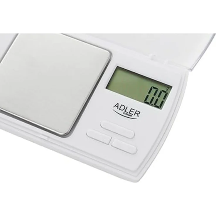 Adler Küchenwaage AD 3161, Weiß, 500 g, Automatische Ausschaltung, Tara-Funktion, Präzision 0,1 g/0,005 oz, 2 Batterien – Bild 3