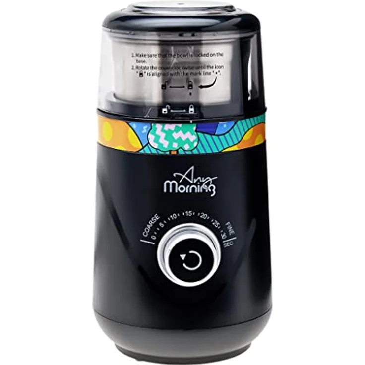 Any Morning Kaffeemühle | Mahlgrad einstellbar von grob bis extra fein | abnehmbarer Behälter | leiser Betrieb | für Kaffeebohnen, Gewürze, Nüsse | Füllmenge 94g – Bild 1