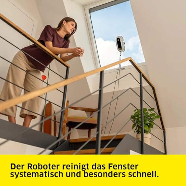Karcher Fensterputzroboter RCW 2, automatische Fensterreinigung mit 5 Reinigungsmodi, Notversorgungs-Akku, 3 min/m², 70 ml Tank, 5 m Kabel, 3 Paar Wischbezüge – Bild 5