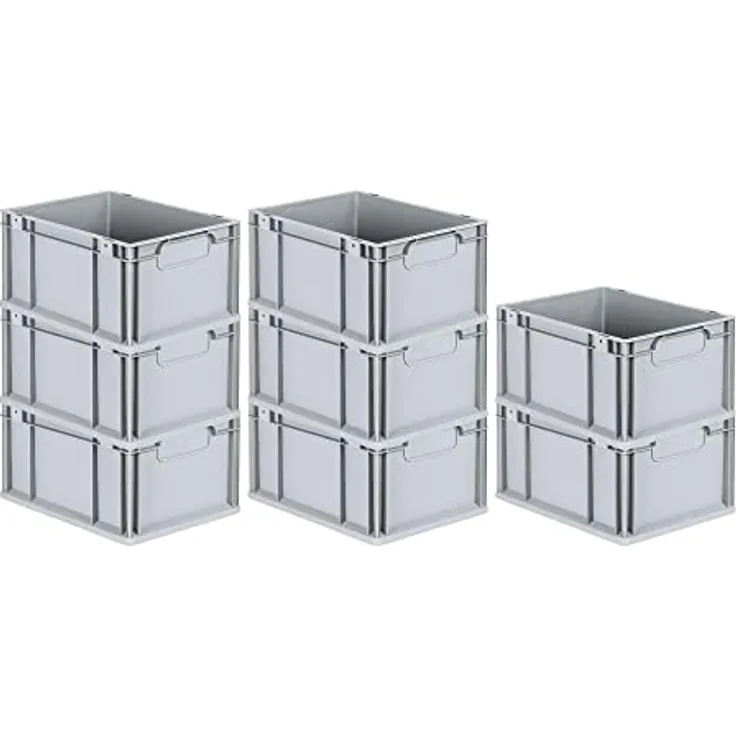 PROREGAL SuperSparSet 8x Eurobox NextGen Economy | Griffe geschlossen |HxBxT 22x30x40cm | 20 Liter | Eurobehälter, Transportbox, Transportbehälter, Stapelbehälter