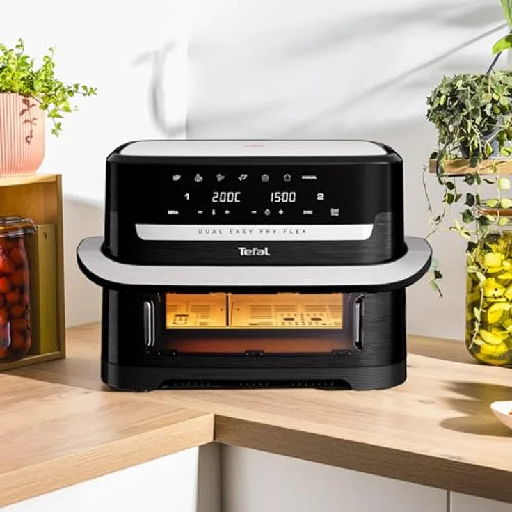 Tefal Dual Easy Fry Flex Heißluftfritteuse, 9 L mit FlexCook Trennwand, 7 Modi, 2 unabhängige Garzonen, schwarz, EY9228E0 – Bild 4