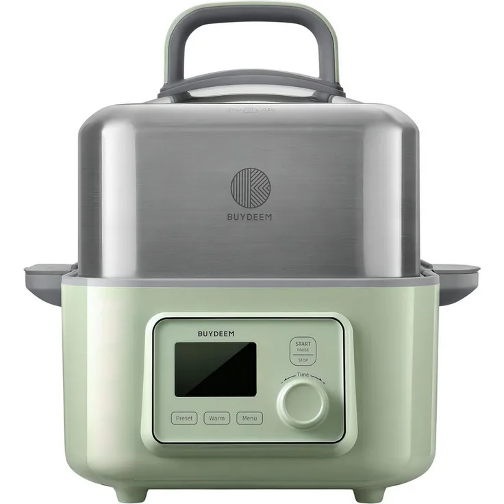 BUYDEEM 5-in-1 Dampfgarer, Multifunktionaler Multikocher mit 1000 W, 5 oder 10 L Kapazität, Timer bis 18 Std., Anti-Tropf-Deckel & Zubehör