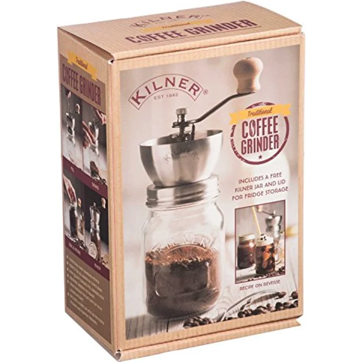 KILNER 0025.785, Manuelle Kaffeemühle aus hochwertigem Edelstahl mit 0,5 Liter Glasbehälter, Transparent, verstellbarem Mühlenmechanismus – Bild 4