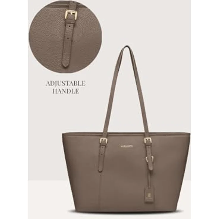 Lazarotti Bologna Leather Shopper Tasche, 100% Leder, grau, 35 cm x 13.5 cm x 28 cm – Bild 6