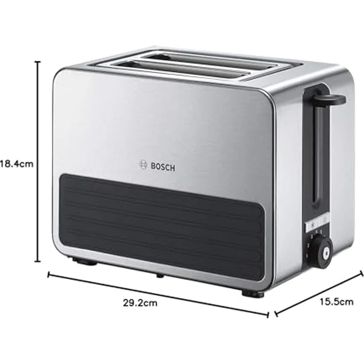Bosch TAT7S25 Kompakt-Toaster, Auftau-Aufknusperfunktion, automatische Brotzentrierung, Abschaltautomatik, 1050 W, grau-schwarz – Bild 2