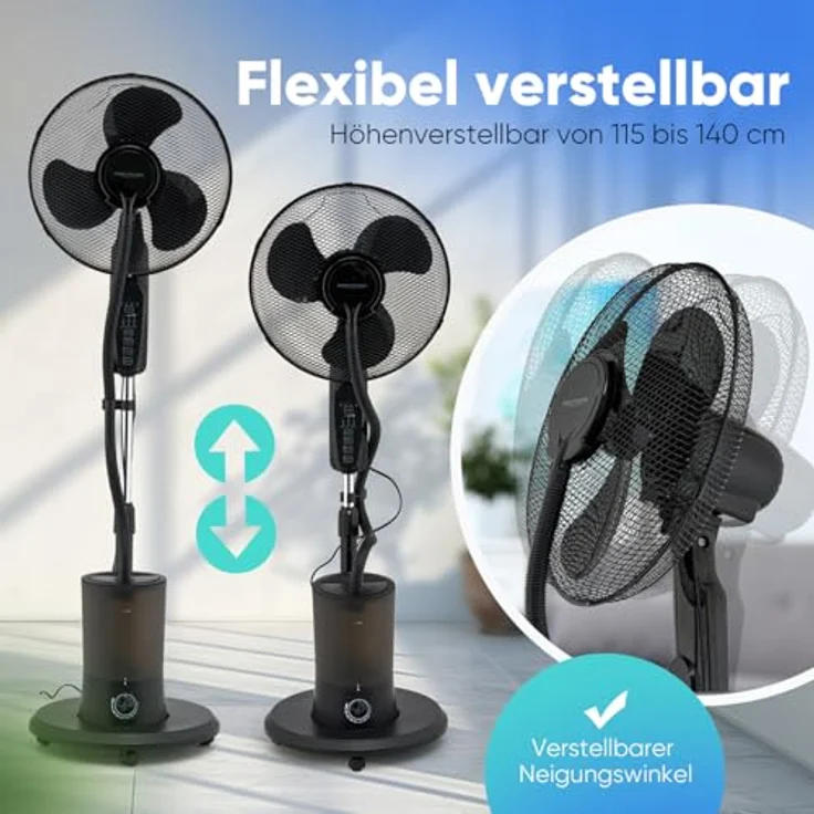 ProfiCare® Fan PC VL 3142 LB, Standventilator leise mit Luftbefeuchter, Schwenkfunktion, höhen- und neigungsverstellbar, 3 Stufen, Timer und Fernbedienung – Bild 4