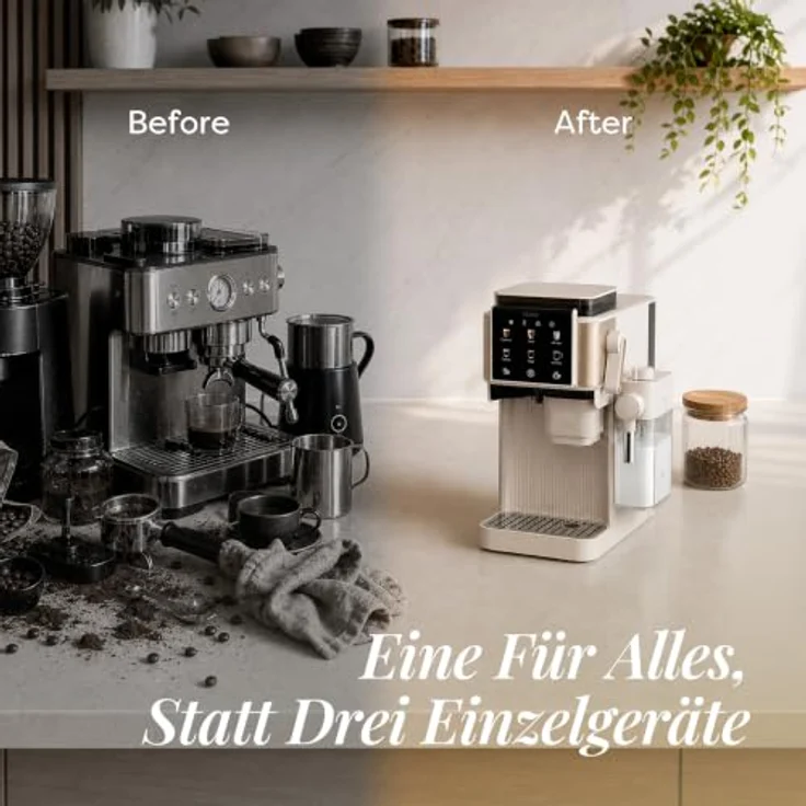 CIARRA Espressomaschine CBSACM-D6, automatischer Tampen, 15 Bar, Touch-Display, mit integriertem Mahlwerk und abnehmbarem Milchbehälter – Bild 8