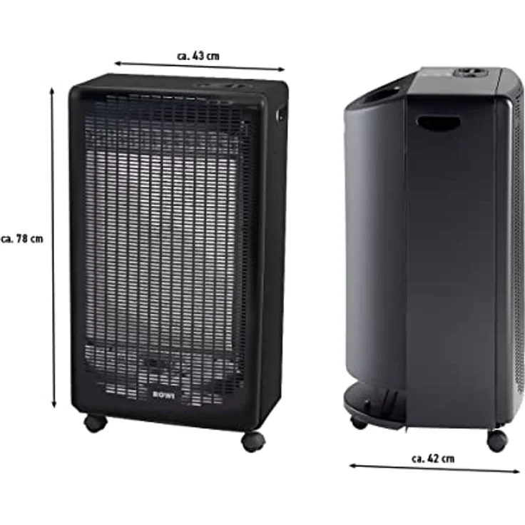 Rowi Gasheizofen Blue Flame 4200 Watt (schwarz) ohne Thermostat/inkl. Schlauch und Druckregler Typ 694 (Outdoor), Made in Europe – Bild 5