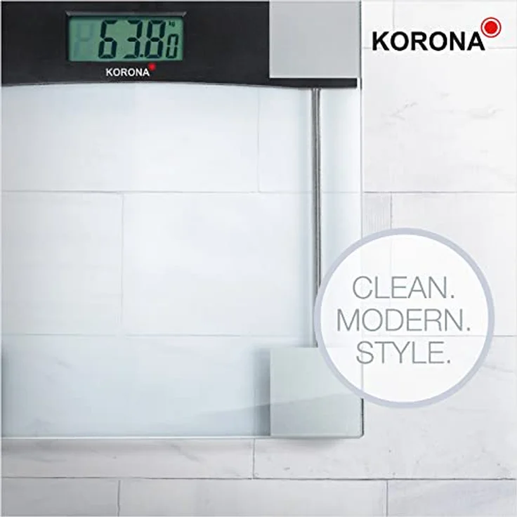 Korona 74551 Digitale Personenwaage SVENJA | 180 kg Tragkraft, 100 g Einteilung | Sicherheitsglas | Zeitloses Design | Batterien inklusive – Bild 4