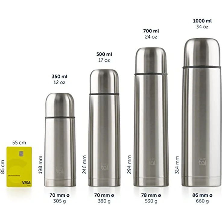 Blumtal® Thermosflasche 700ml - BPA-freie Thermoskanne für warm&kalt - auslaufsichere Isolierflasche 700ml aus Edelstahl rostfrei - Thermosflasche mit Becher - Thermoflasche - Stainless Steel - Silber – Bild 4