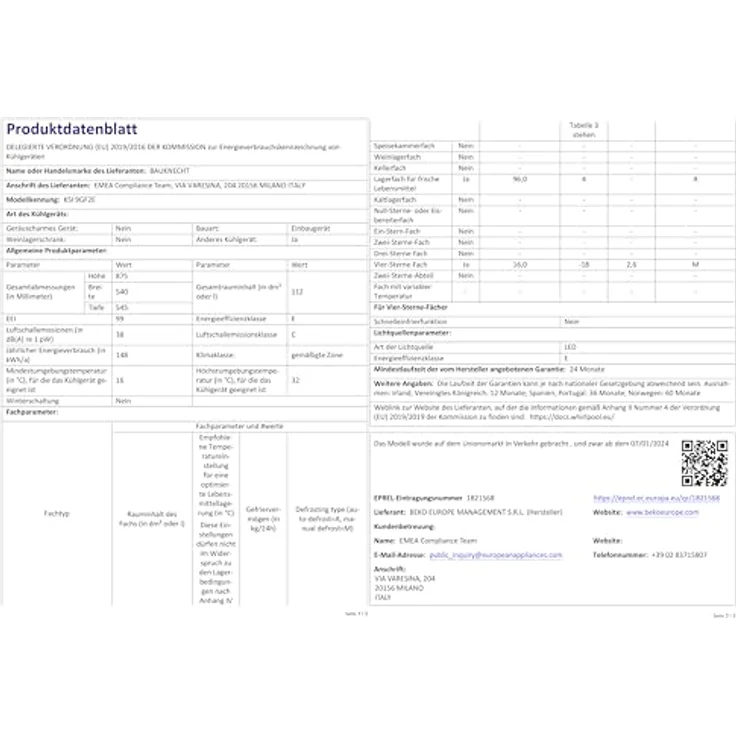 Bauknecht BKSI 9GF2 Einbaukühlschrank mit Gefrierfach, Nische 88 – Bild 9