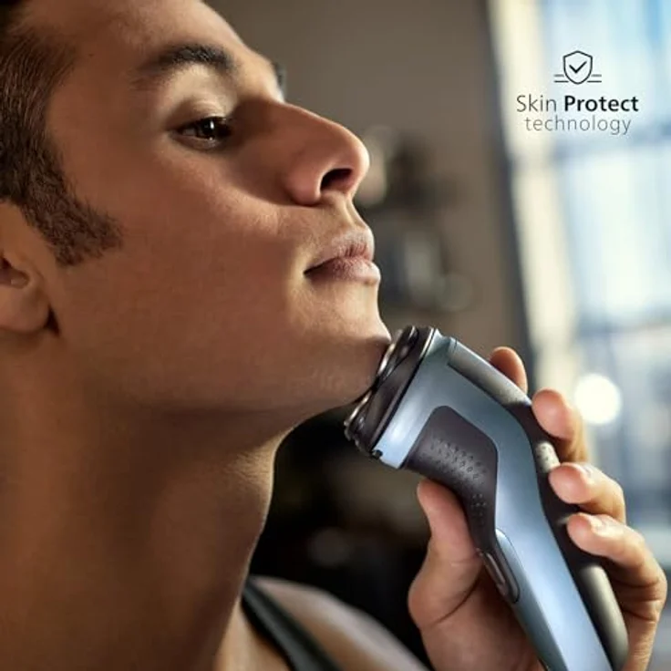 PHILIPS Shaver Series 3000X, Elektrischer Nass- und Trockenrasierer für Männer in Himmelblau, SkinProtect-Technologie, ausklappbarer Bartschneider – Bild 2
