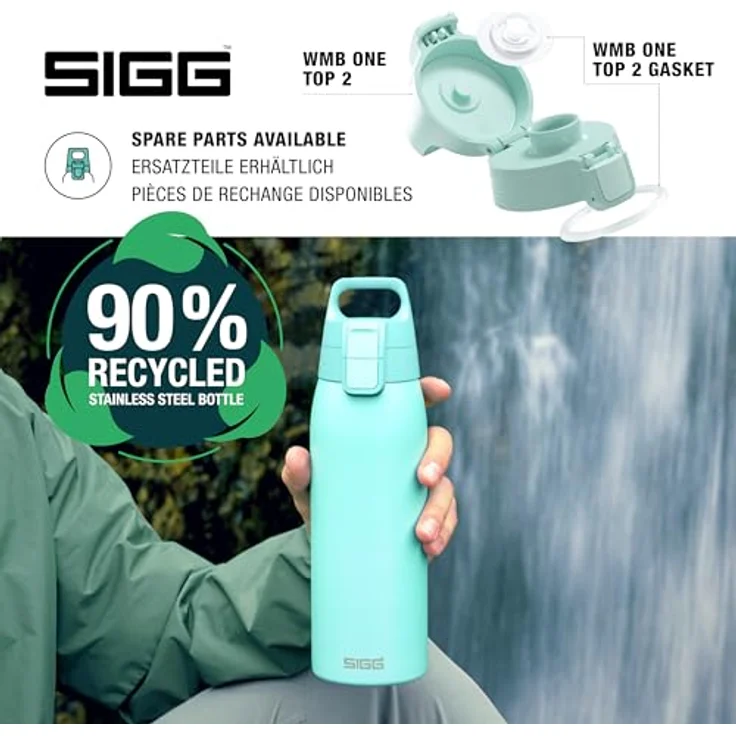 SIGG Trinkflasche aus Edelstahl 1.0L Shield One Glacier Türkis auslaufsicher – Bild 5