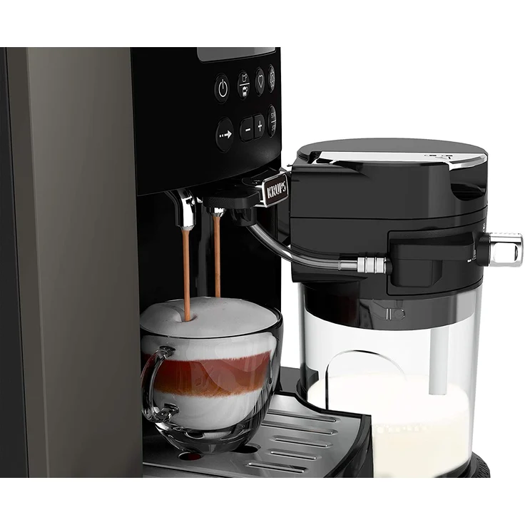 Krups EA819E Arabica Latte Quattro Force Kaffeevollautomat (1450 Watt, Wassertankkapazität: 1,7 Liter, Pumpendruck: 15 bar, LCD-Display) Platin-schwarz, mit Milchsystem – Bild 4
