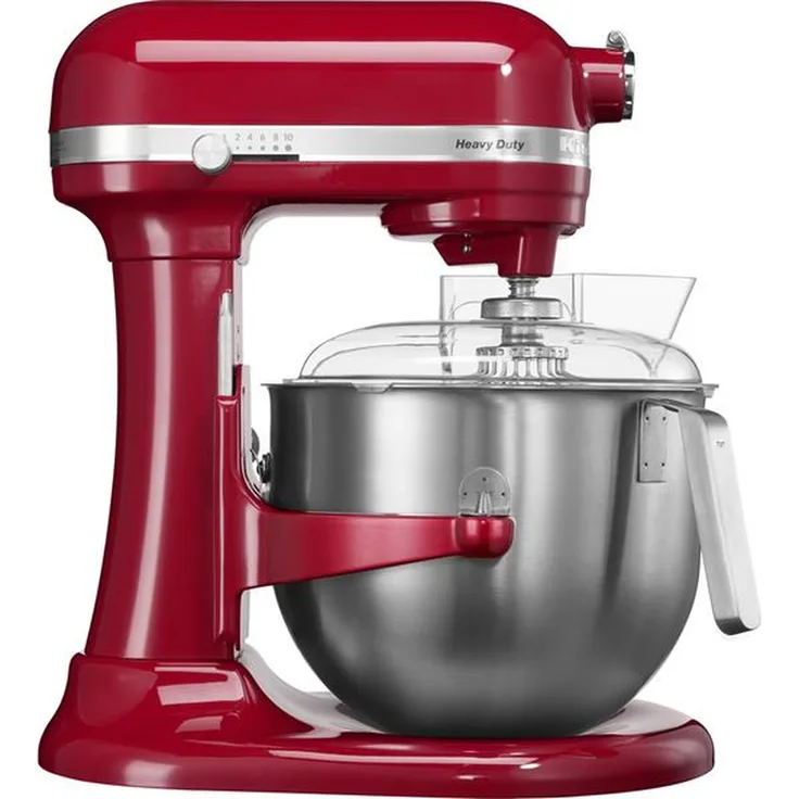 KitchenAid 5KSM7591XEER Heavy Duty Küchenmaschine mit Schüsselheber, 500W, Direktantrieb, 10 Geschwindigkeiten, 6,9 L Edelstahlschüssel, empire rot, Serie: 5KSM7591X