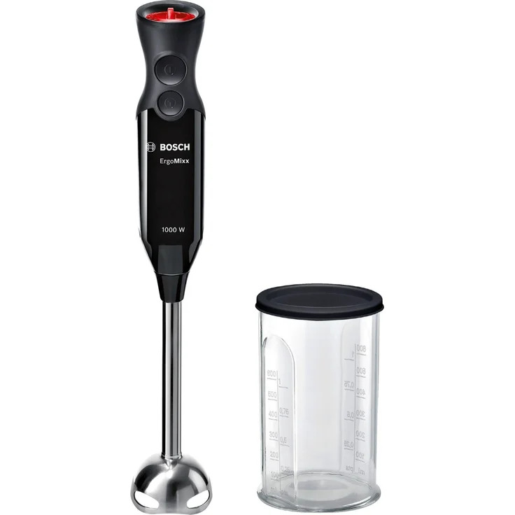 Bosch MS6CB6110 ErgoMixx Stabmixer-Set, starke Leistung, Edelstahl-Mixfuß, Turbo-Funktion, Mixbecker mit Deckel, 1.000 Watt, anthrazit – Bild 1