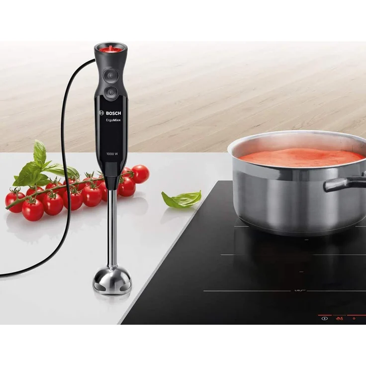 Bosch MS6CB6110 ErgoMixx Stabmixer-Set, starke Leistung, Edelstahl-Mixfuß, Turbo-Funktion, Mixbecker mit Deckel, 1.000 Watt, anthrazit – Bild 2