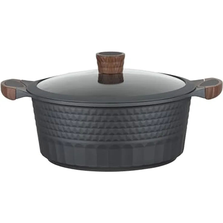 RESTO Kochtopf Schmortopf 6,6L mit Deckel 28cm, H=12,5cm | Antihaftbeschichtung | Für alle Herdarten, auch Induktion | PFOA frei